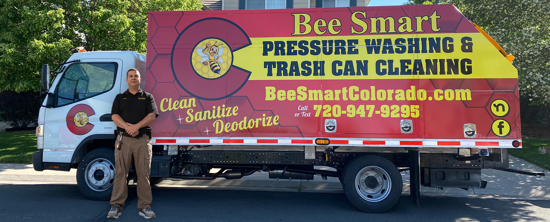 Justin In Front of Bee Smart Pressure Washing Truck